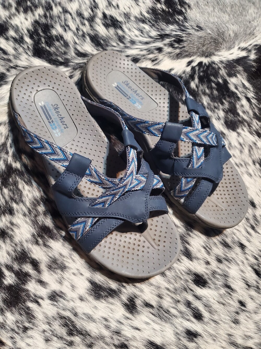 Skechers Navy Braided Strap Slip-On Sandals